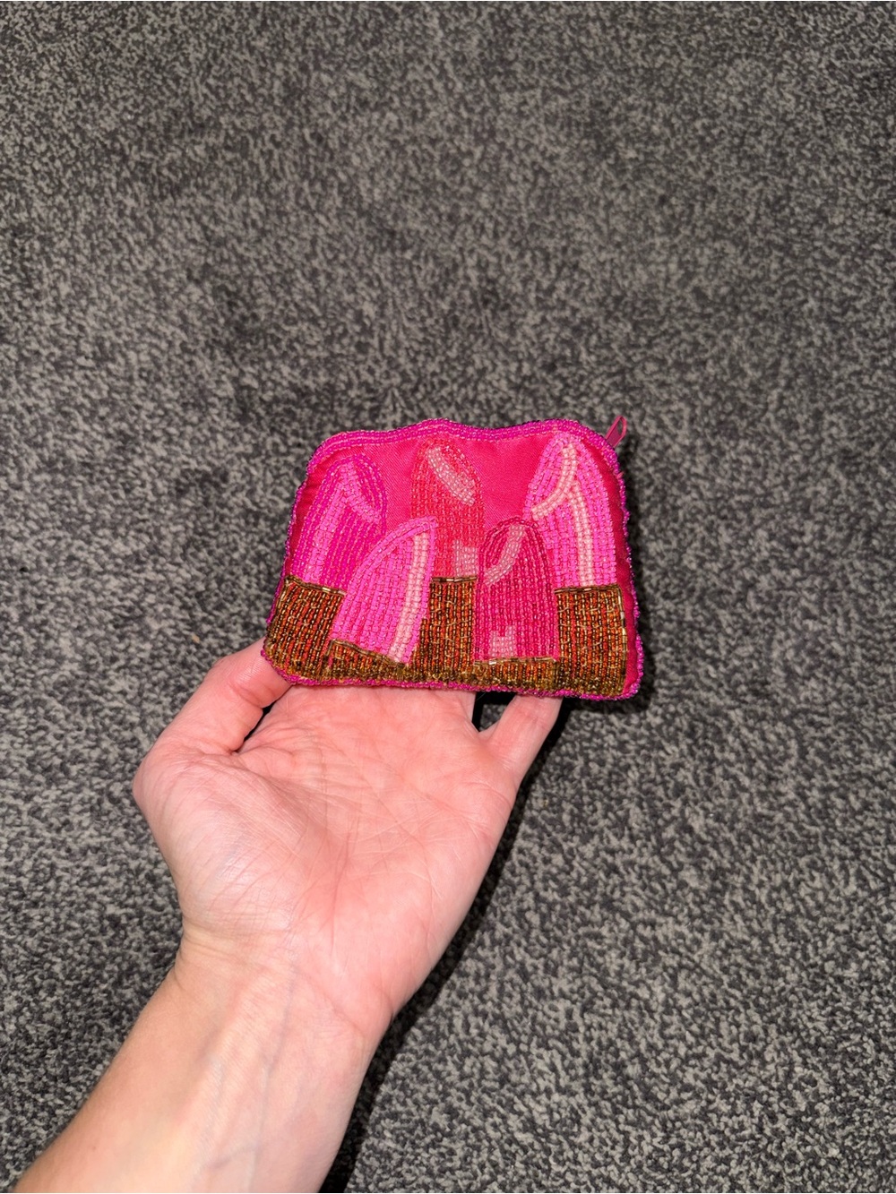 Vintage Mary Kay Signature Coin Purse Wallet Pink Embroidered Beaded Pouch